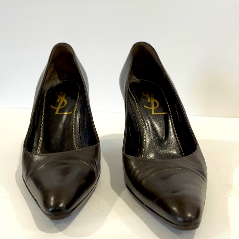 Authentic YSL Brown Leather Heels